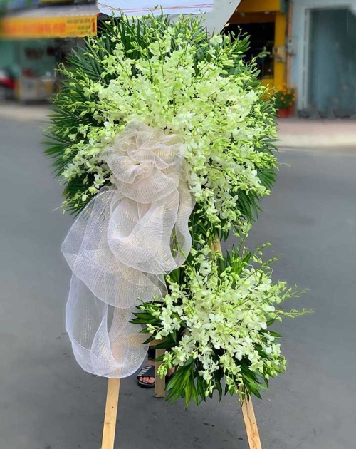 Kệ viếng lan trắng 2 tầng 