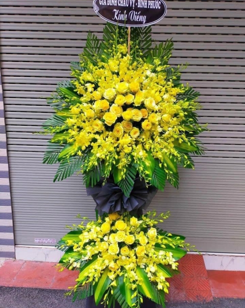 Kệ viếng 2 tầng  lan vàng 