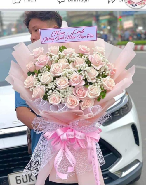Bó hoa Hồng kem đẹp giá rẻ. Shop hoa gần thuận an, bình dương 