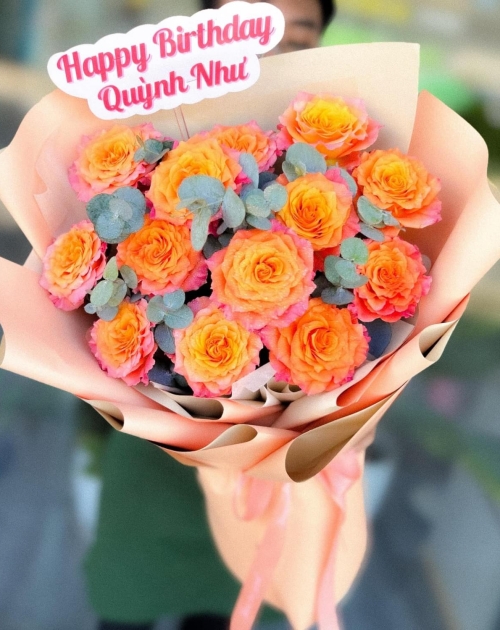 Bó hoa Hồng màu cam nhỏ xinh