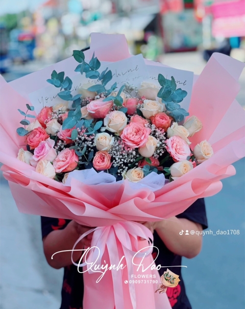 Bó hoa hồng mix tone cam tặng bạn 