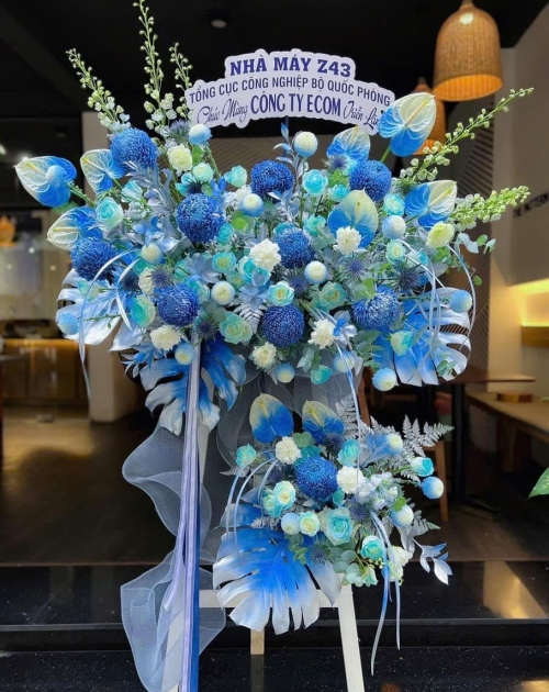 Kệ khai trương tone xanh dương 