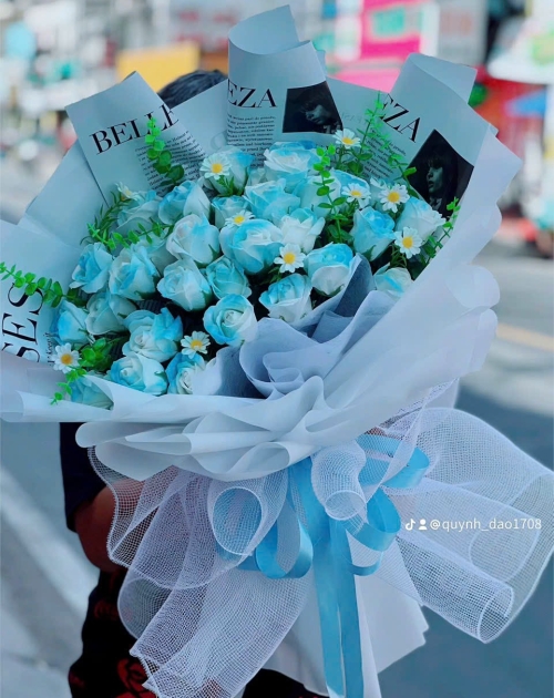 Bó hoa sáp tone xanh dương tặng cho nam