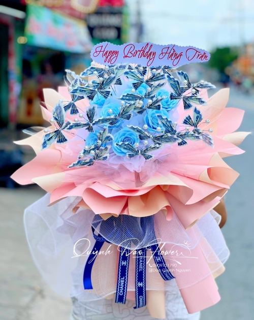 Bó hoa tiền bướm 5k mix hồng cao cấp tại Sài Gòn, Bình Dương 