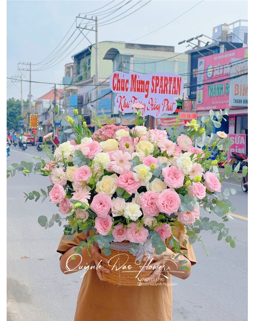 Hoa để bàn Tone hồng 