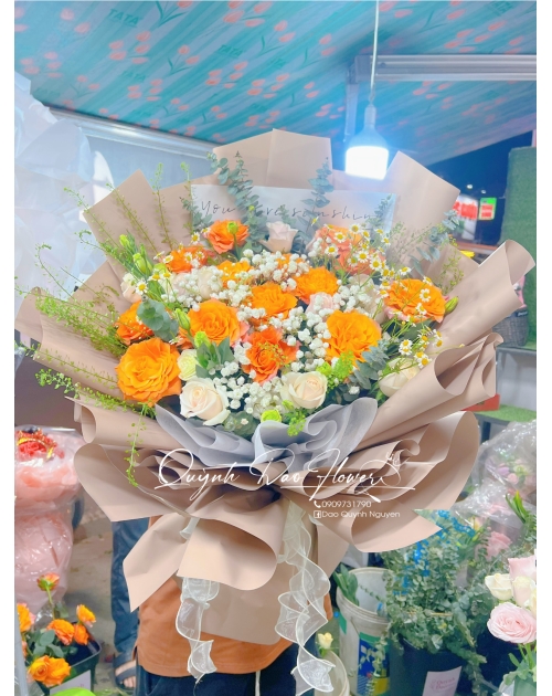 Bó hoa hồng cam thủ Đức hcm