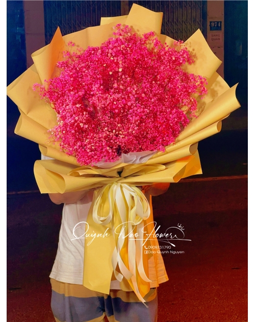 Bó hoa bi khô màu hồng to đẹp 