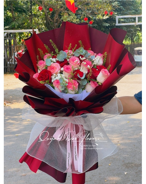Bó hoa mix Hồng đỏ