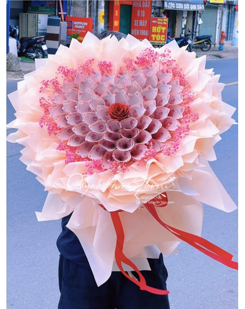 Bó hoa tiền 60 tờ 50k