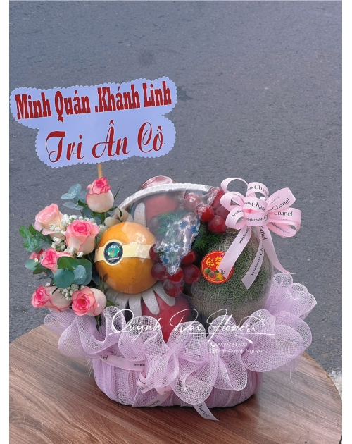 Giỏ trái cây lưới hồng 