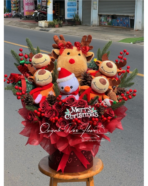 Hộp gấu bông tuần Lộc noel