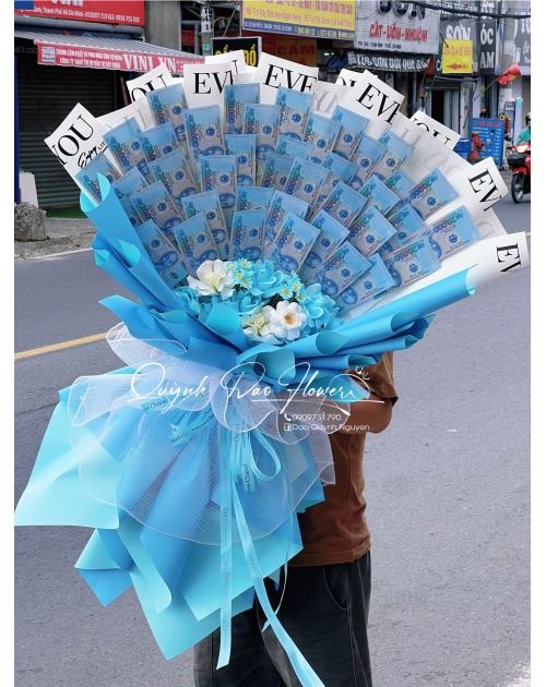 Bó hoa tiền xanh dương quận 12
