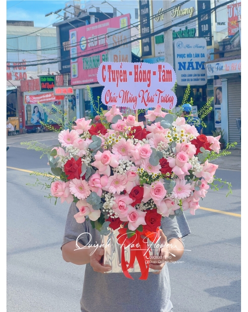 Giỏ hoa hồng khai trương Thuận Giao