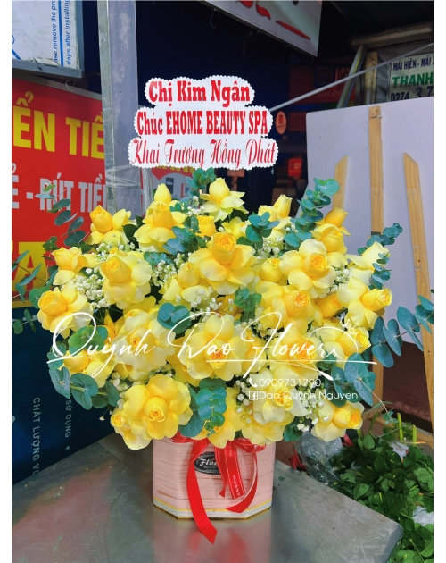Giỏ hoa hồng vàng thủ Đức 