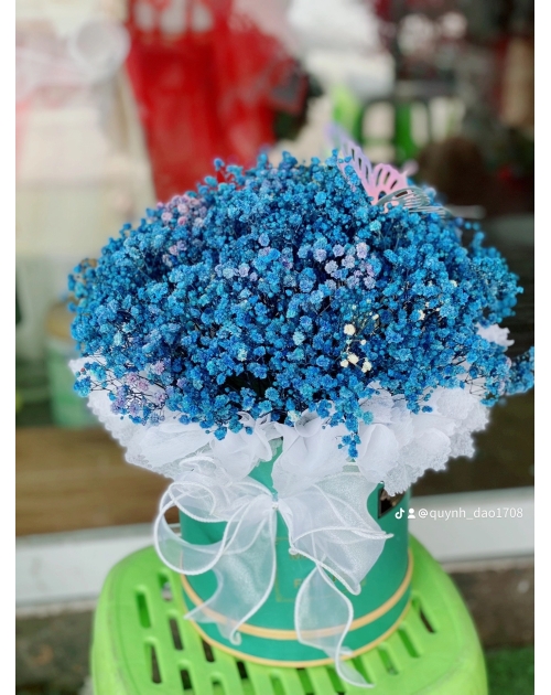 Hộp hoa bi khô màu để bàn