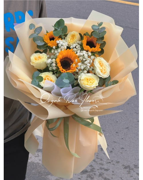 Hoa hương dương mix hồng vàng 