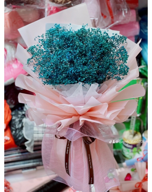 Bó hoa bi màu xanh