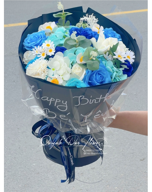 Bó hoa sáp kiểu Han tone xanh dương 