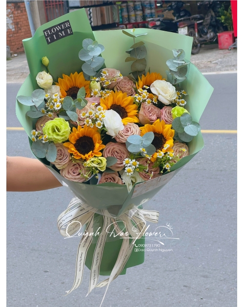 Bó hoa hướng dương mix cát tường 