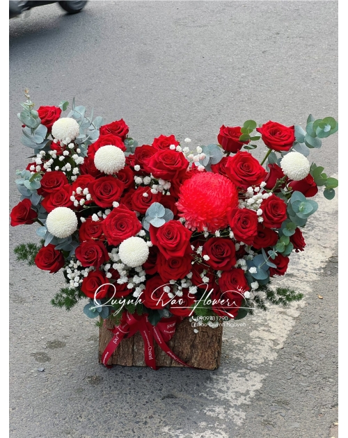 Giỏ hoa để bàn màu đỏ đẹp 