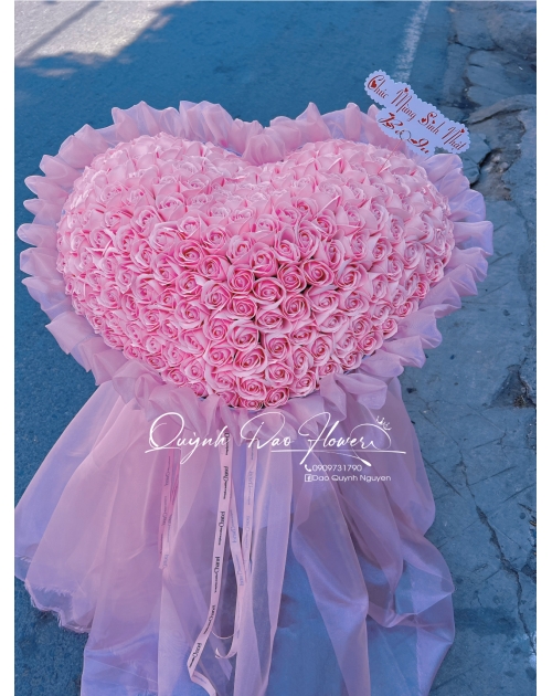 Bó trái tim hồng thủ Đức 