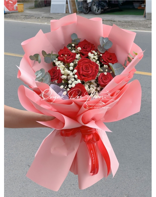 Bó hoa hồng đỏ bình chiểu