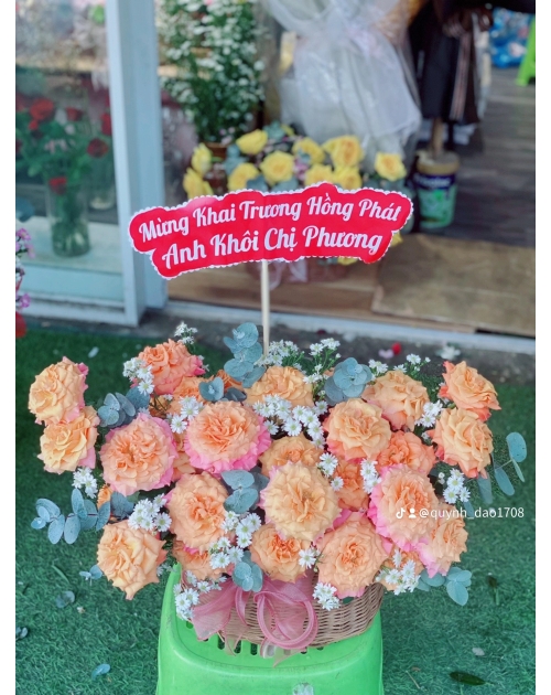 Giỏ hoa Hồng tone cam tặng bạn