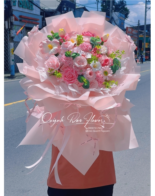 Bó hoa sáp công chúa mix tone hồng 