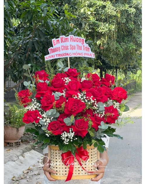 Giỏ hoa hồng đỏ đẹp 