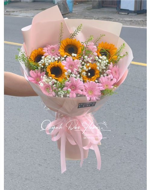Bó hoa hướng mix hoa đồng tiền 