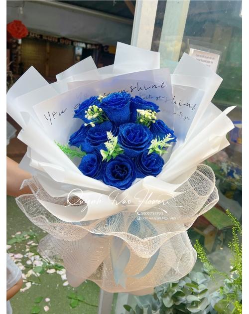 Bó hoa sáp nhũ xanh dương 