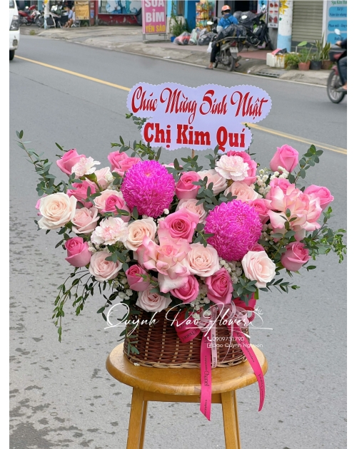 Giỏ hoa hồng sen thủ Đức 