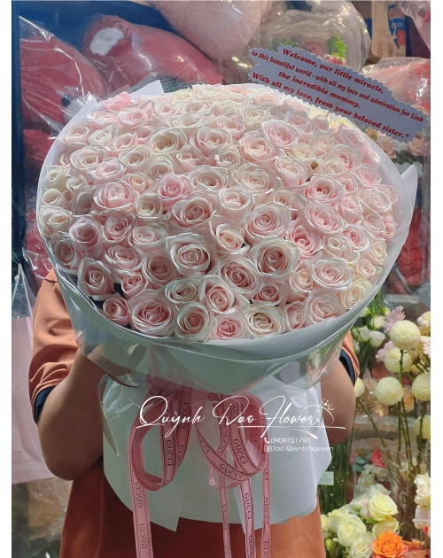Bó hoa hồng kem 99 bông