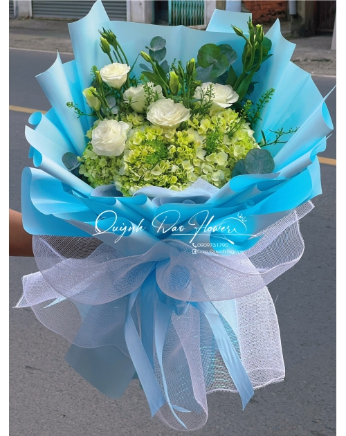 Bó hoa cẩm Tú cầu xanh lá thủ Đức 