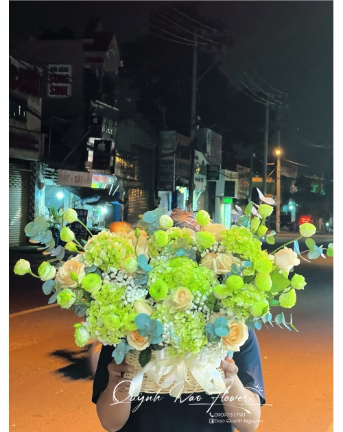 Giỏ hoa Cẩm Tú cầu 