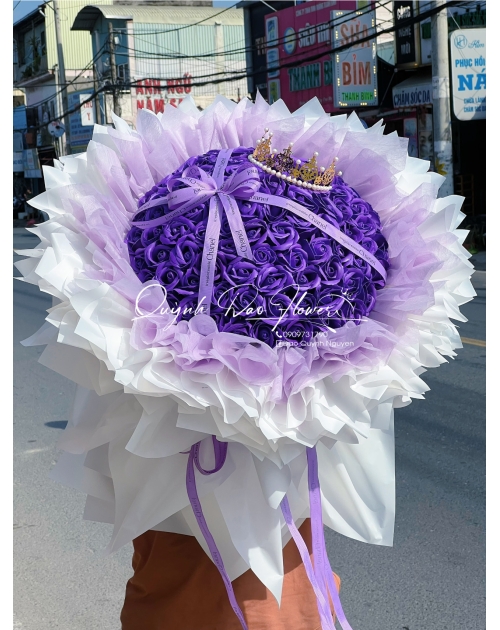 Bó hoa sáp màu tím 100 bông