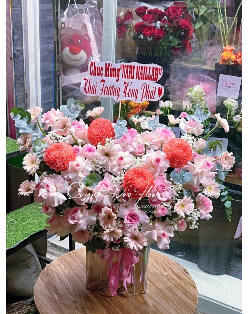 Giỏ hoa cúc mẫu đơn bình dương 