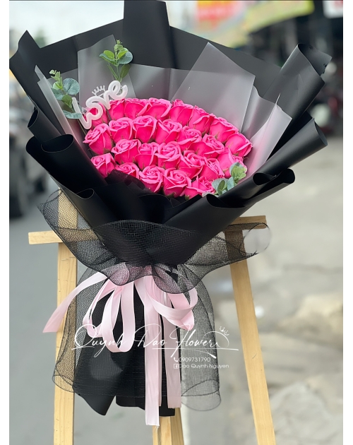 Bó hoa sáp Hồng dâu 25 bông giá rẻ tại Bình Nhâm, Lái Thiêu, Bình dương 