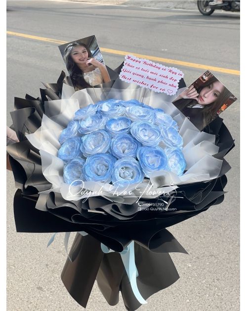 Bó hoa nhũ xanh dương nhạt 