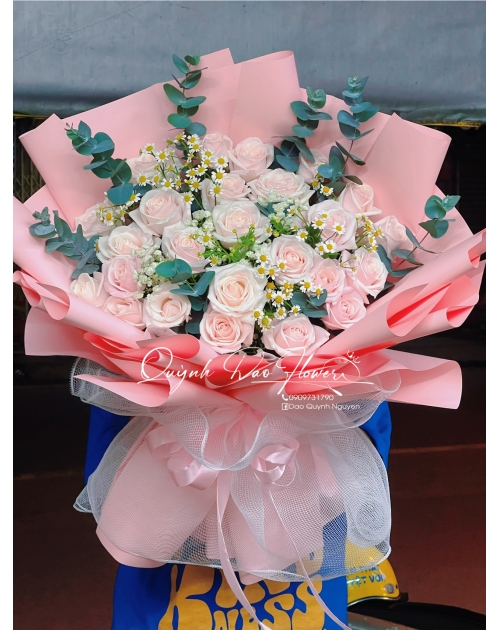 Bó hoa hồng paster to đẹp 