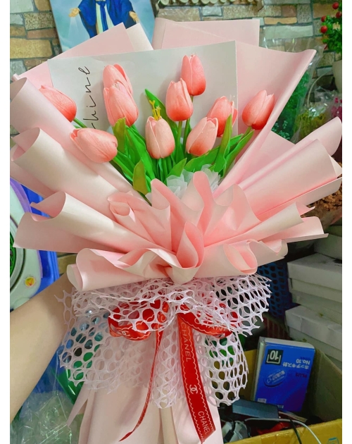 Bó hoa tu líp màu Hồng đẹp giá rẻ