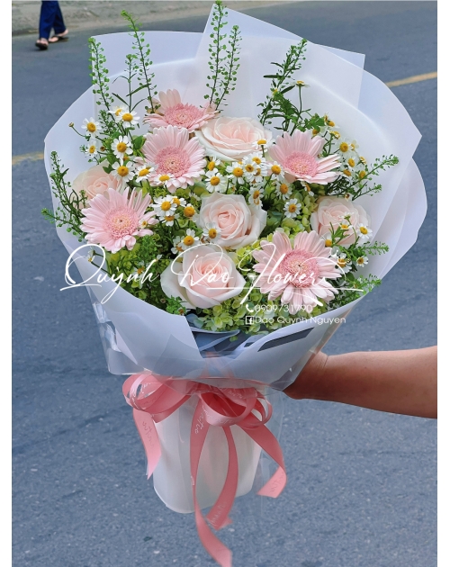 Bó hoa Cẩm Tú cầu mix hoa đồng tiền