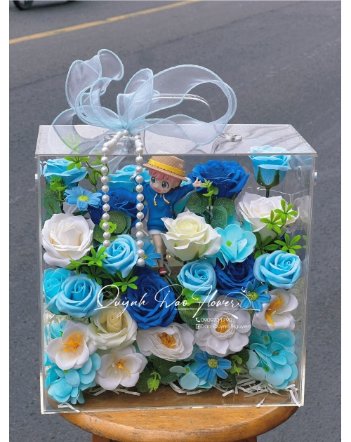 Hộp hoa tone xanh