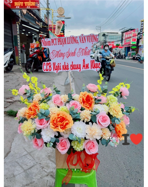 Giỏ hoa giả để bàn, tặng khai trương 