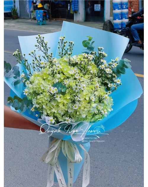 Bó hoa Cẩm Tú cầu mix thạch thảo 