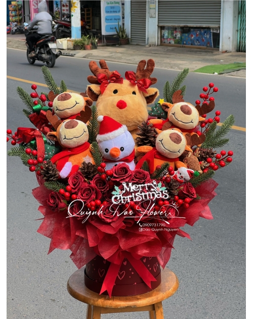 Hộp gấu bông tuần Lộc noel