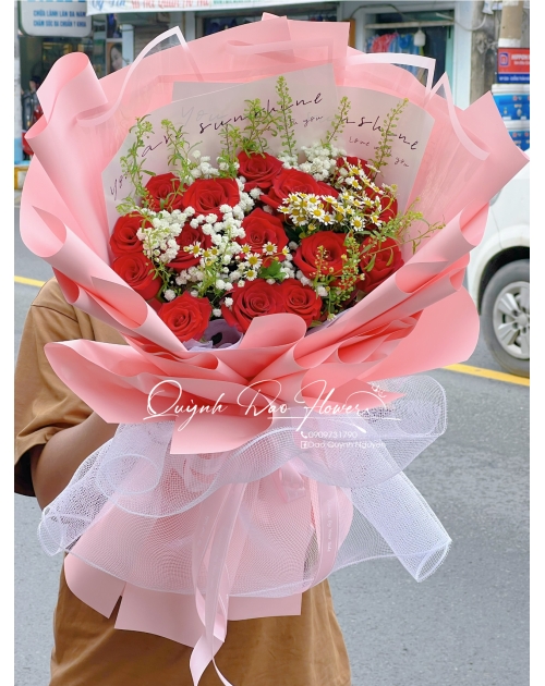 Bó hoa hồng đỏ 15 bông