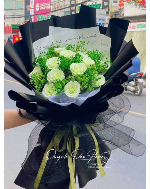 Bó hoa sáp cao cấp mix baby xanh lá