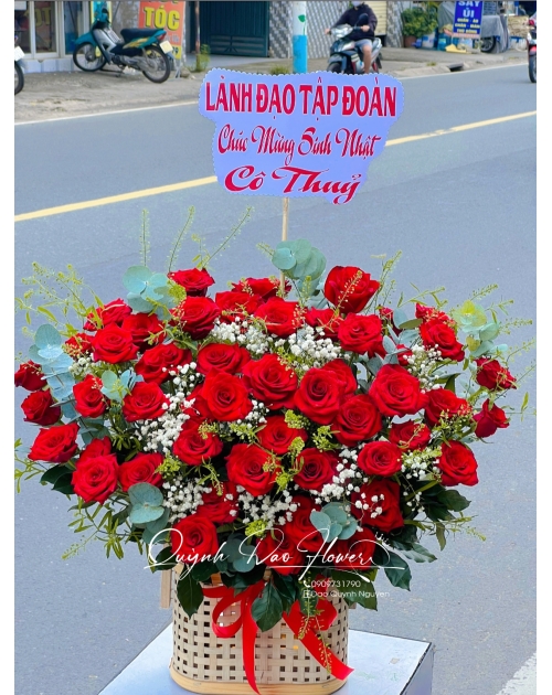 Giỏ hoa hồng đỏ to đẹp 