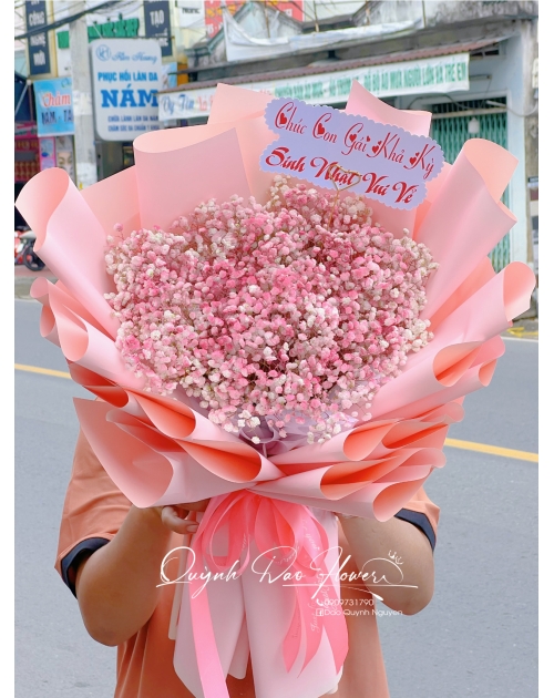 Bó hoa bi tươi màu hồng 